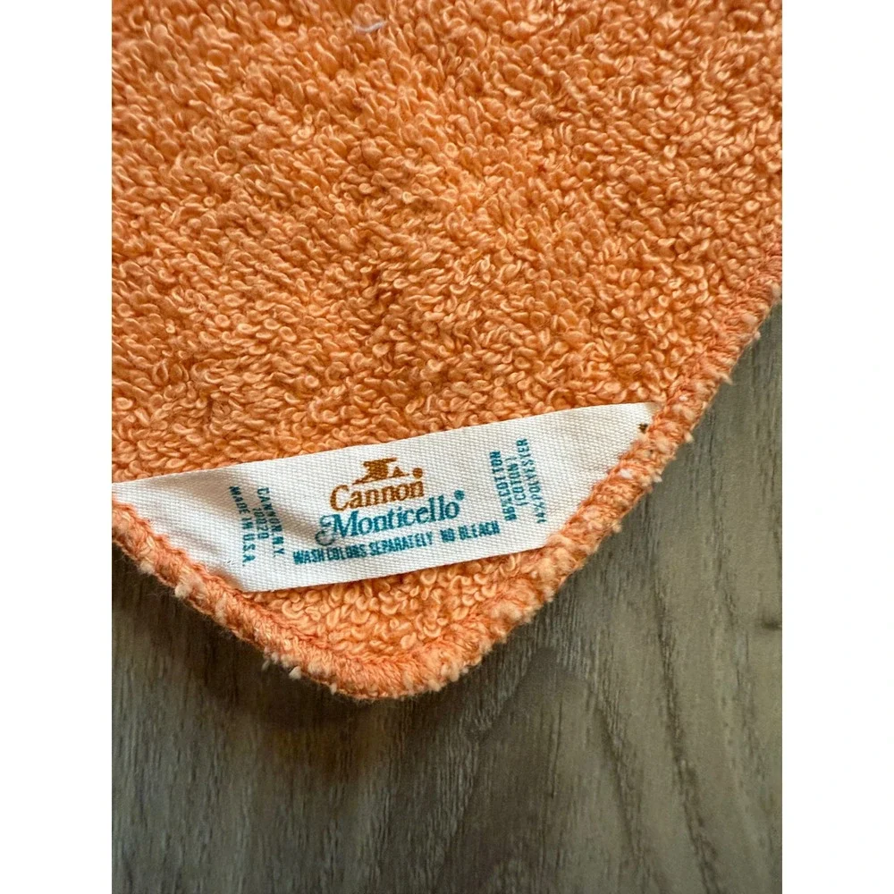 Vintage Cannon‎ Monticello Orange Washcloth Cotton Blend Floral Border